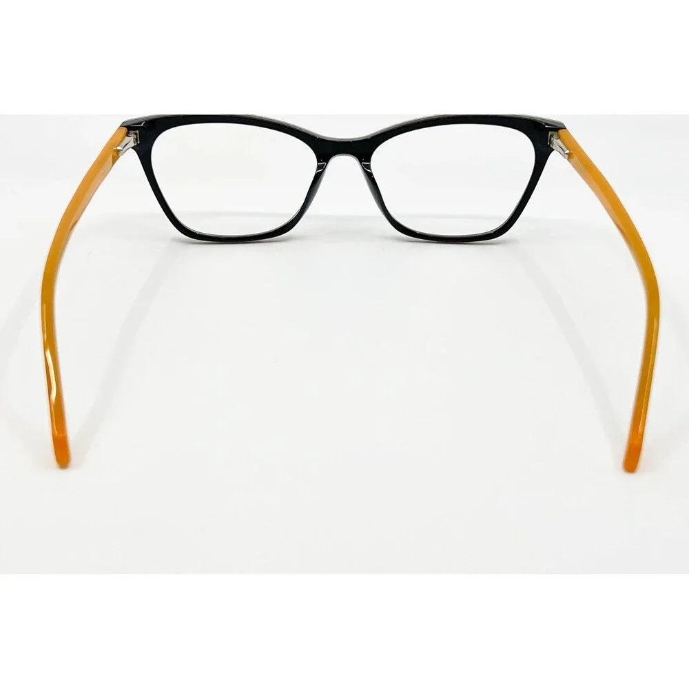 Zenni Eyeglasses Frames Womens Black Orange Floral Cat Eye 52-16-140 44680